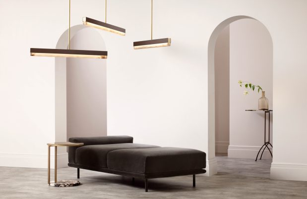 CTO Lighting Artes 900 - DALI-A Pendant Light bronze with satin brass details and honed alabaster-0