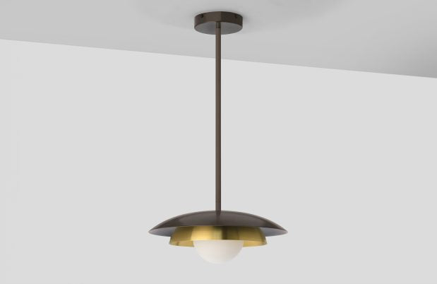 CTO Lighting Carapace - Rod - DALI-A Pendant Light bronze with shiny opal glass-0