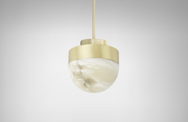 CTO Lighting Lucid 200 - DALI-A Pendant Light satin brass with honed alabaster-0