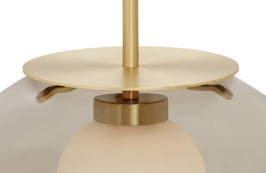 CTO Lighting Petra - Large - DALI-A Pendant Light satin brass with smoked outer glass and matt opal inner glass-0