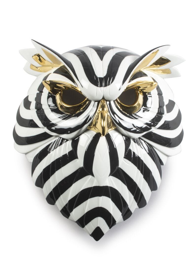 Lladro Owl mask (black-gold) Black & Gold-0