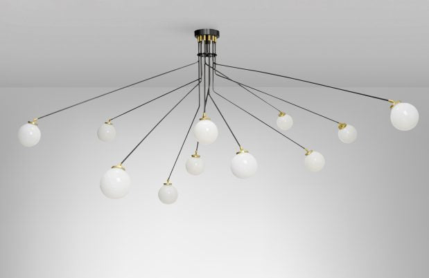 CTO Lighting Array Pendant - Medium Ceiling Light bronze with satin brass details and shiny opal glass-0