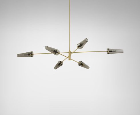 CTO Lighting Axis Large - DALI-B Pendant Light satin brass with smoked glass-0