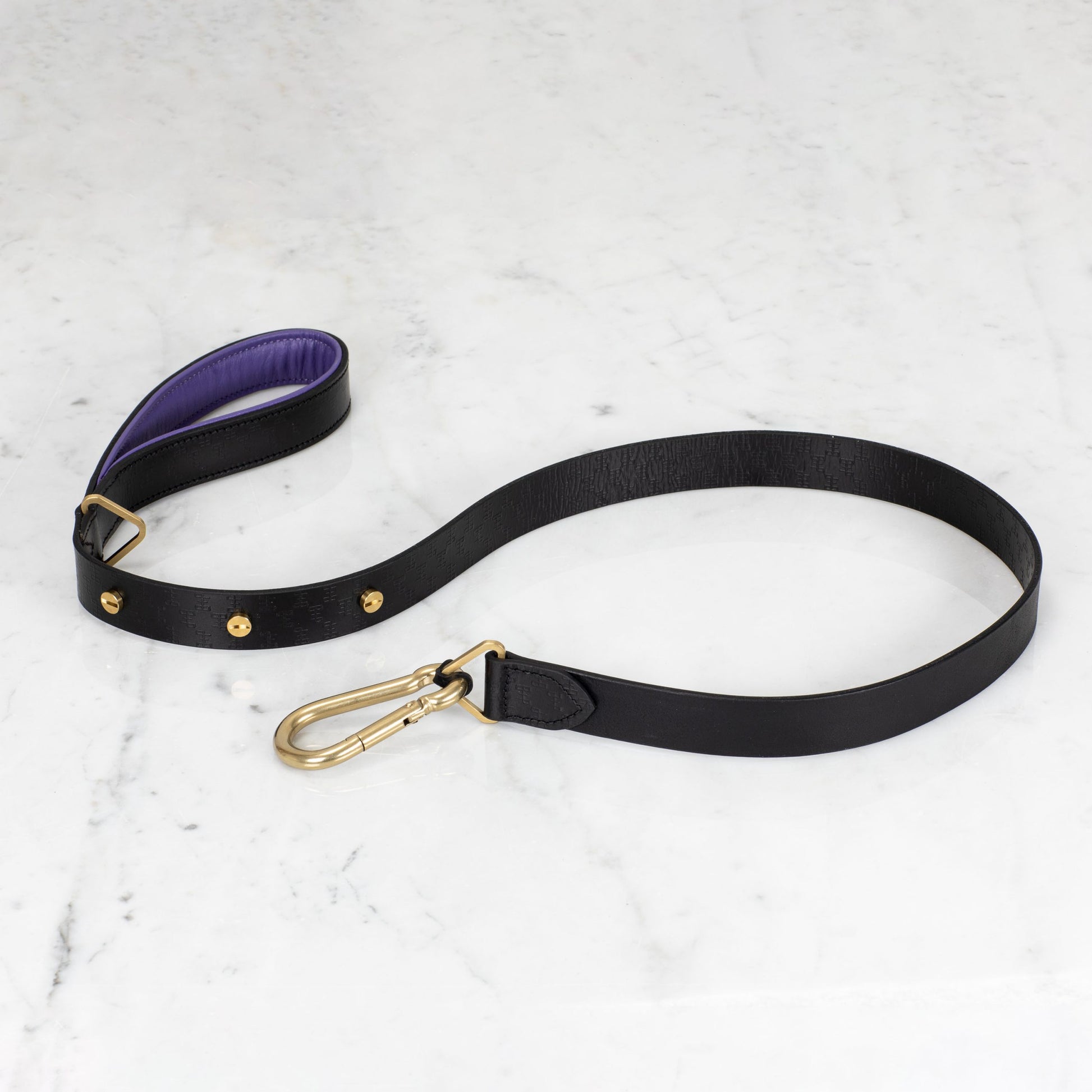 Buster + Punch RPA-02779 Hand Crafted - 27mm  Dog Lead Black/Purple - Brass-0