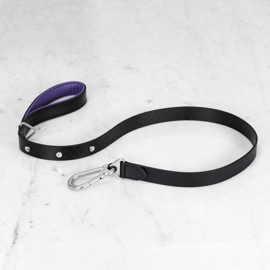 Buster + Punch RPA-02778 Hand Crafted - 15mm  Dog Lead Black/Purple - Steel-0