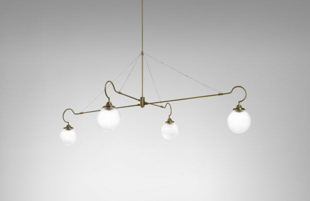 CTO Lighting Floren 4 Arm - DALI-A Pendant Light antique brass and ribbed glass-0