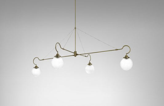 CTO Lighting Floren 4 Arm - DALI-B Pendant Light antique brass and ribbed glass-0