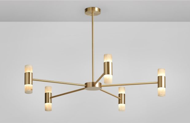 CTO Lighting Roma - DALI-A Pendant Light satin brass with honed alabaster-0