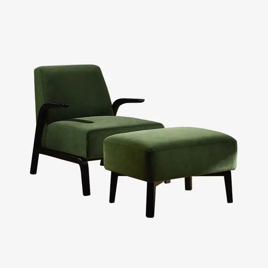 Araco Elysian Lounge Chair Green Velvet With Ottoman
