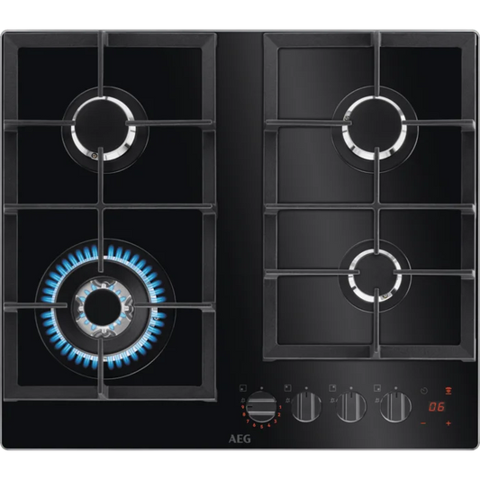 AEG HKB64450NB 60cm Gas Hob Black Glass