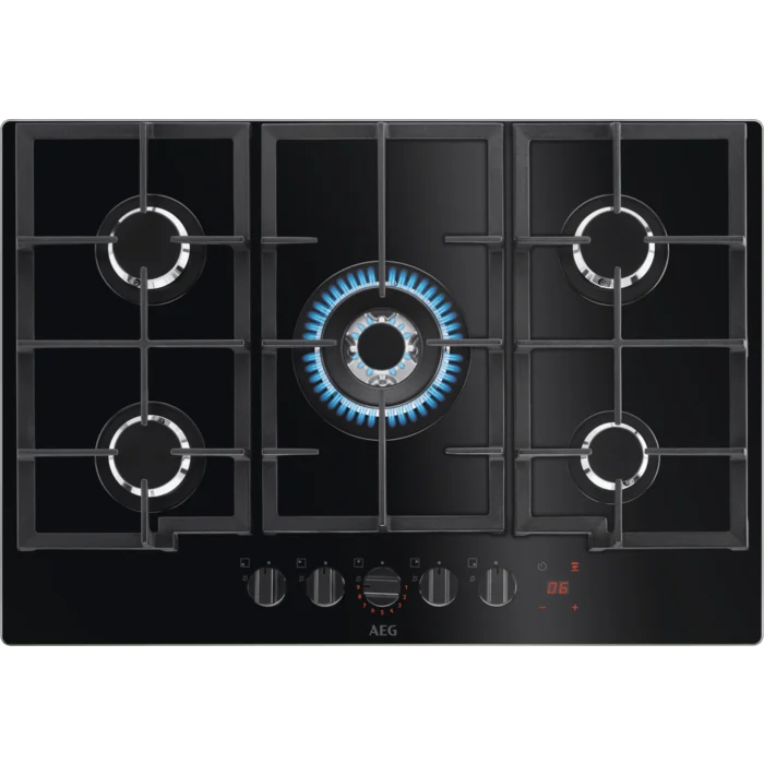 AEG HKB75450NB 75cm Gas Hob Black Glass