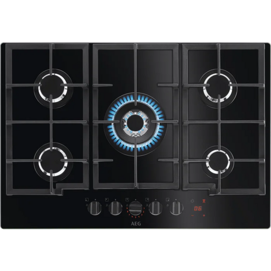 AEG HKB75450NB 75cm Gas Hob Black Glass