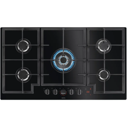 AEG HKB95450NB 90cm Gas Hob Black Glass