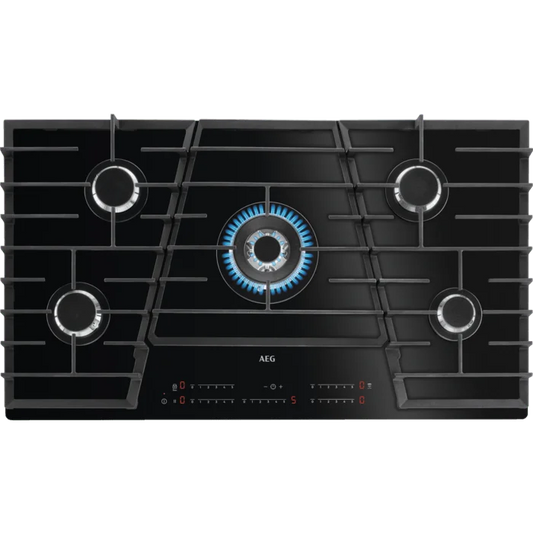 AEG HVB95450IB 90cm Gas Hob Black Glass