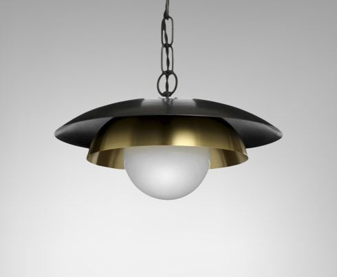 CTO Lighting Carapace - Chain - DALI-A Pendant Light bronze with shiny opal glass-0