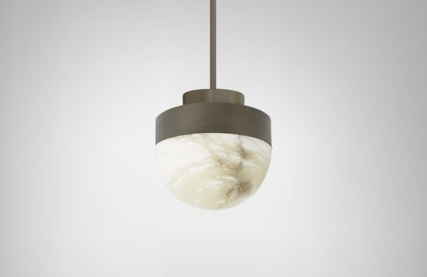 CTO Lighting Lucid 200 - DALI-A Pendant Light antique bronze with honed alabaster-0