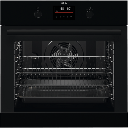 AEG BPK355061B SteamBake Single Oven Black - Araco Interiors