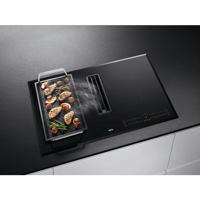 AEG CDE84543FB 80cm Venting Hob Black Glass - Araco Interiors