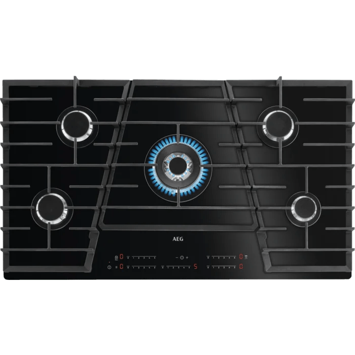 AEG HVB95450IB 90cm Gas Hob Black Glass - Araco Interiors