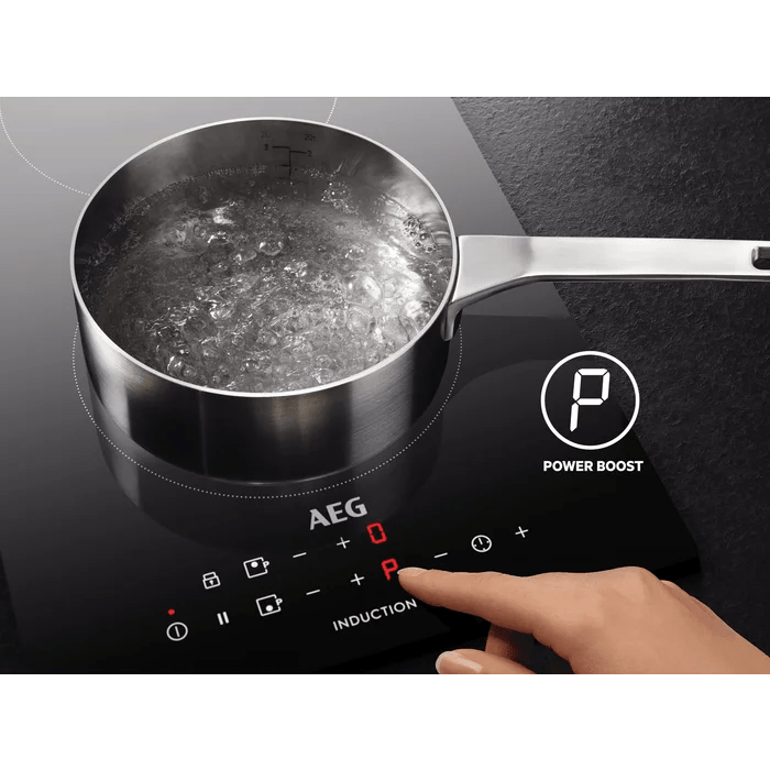 AEG IAE84421FB 80cm Induction Hob Black Glass - Araco Interiors