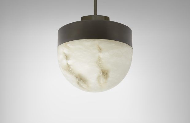 CTO Lighting Lucid 300 Pendant Light antique bronze with honed alabaster-0