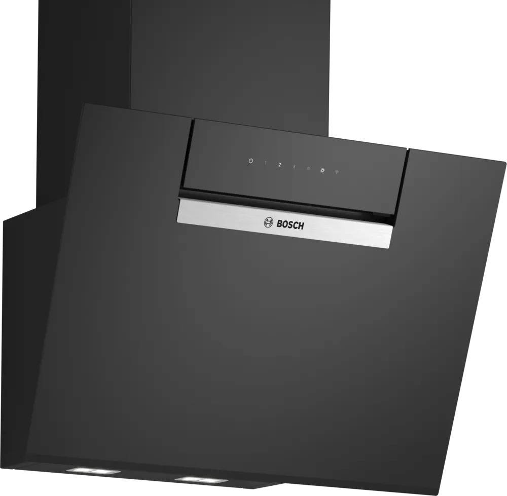 Bosch DWK67FN60B Series 4 60cm Angled Glass Hood Black glass - Araco Interiors