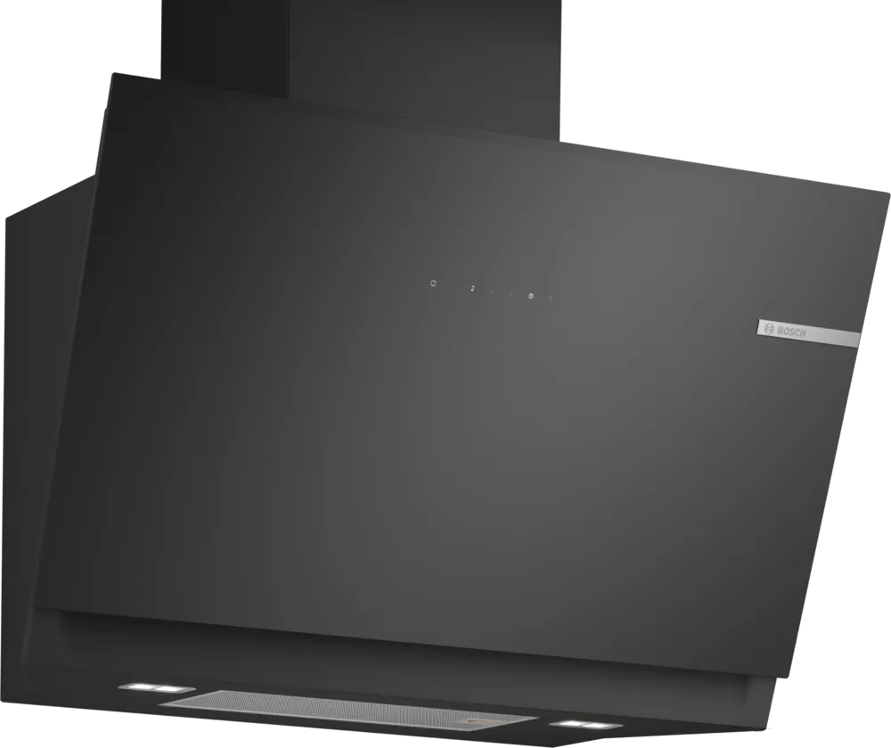 Bosch DWK81AN60B Series 6 80cm Angled Glass Hood Black glass - Araco Interiors