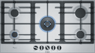 Bosch PCR9A5B90 Series 6 90cm Gas Hob Brushed steel - Araco Interiors