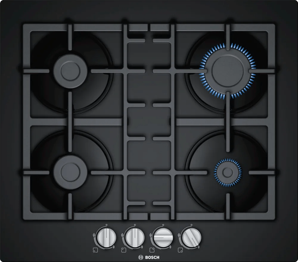Bosch PNP6B6B90 Series 4 60cm Gas Hob Black glass - Araco Interiors