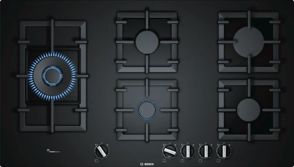 Bosch PPS9A6B90 Series 6 90cm Gas Hob Black glass - Araco Interiors