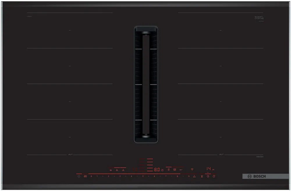Bosch PXX875D67E Series 8 80cm Venting Hob Black glass - Araco Interiors