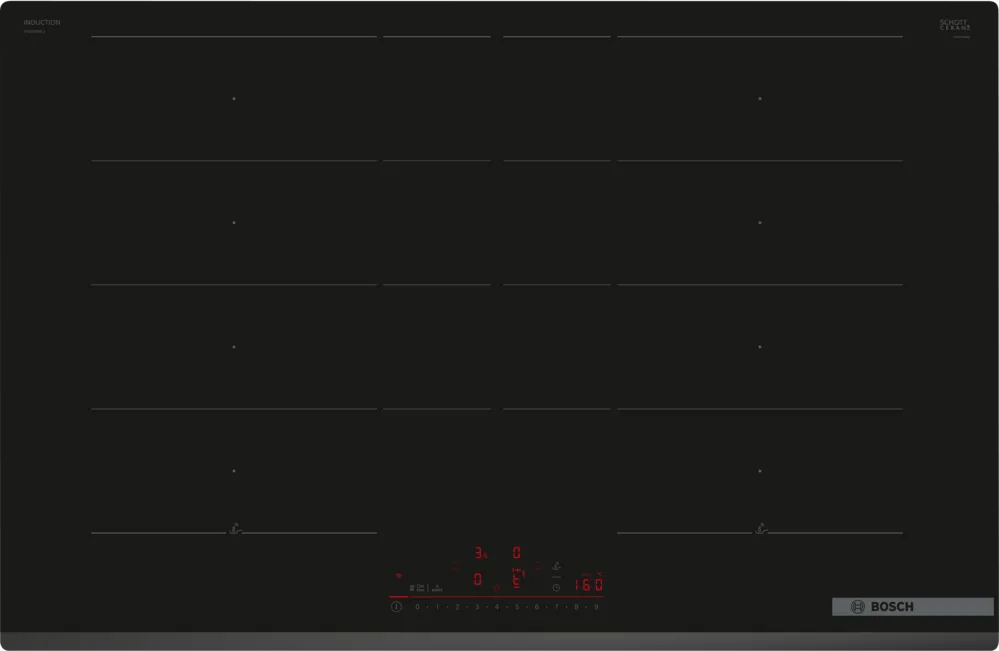 Bosch PXY83KHC1E Series 6 80cm Flex Induction Hob Black glass - Araco Interiors