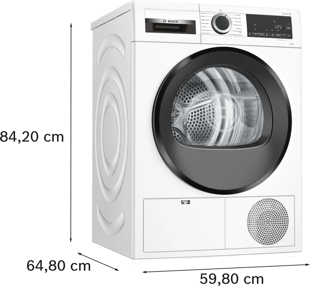 Bosch WPG23108GB Series 6 8kg Condenser Freestanding Tumble Dryer White - Araco Interiors
