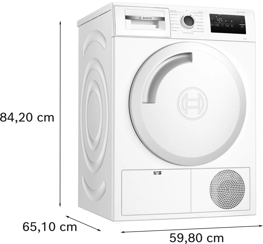 Bosch WTN83202GB Series 4 8kg Condenser Freestanding Tumble Dryer White - Araco Interiors