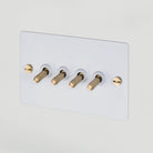 Buster + Punch UK - TO - CO - 4G - WH - BR - A 4G Toggle Switch Light Switch White - Brass - Araco Interiors