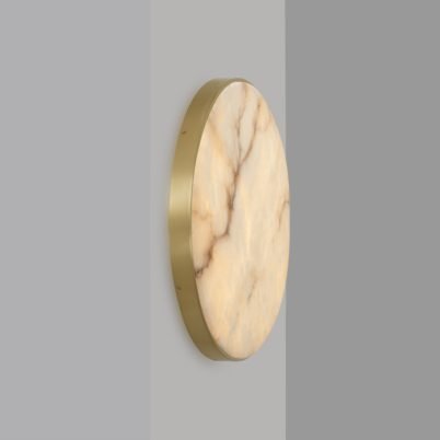 CTO Lighting Anvers Flush - Large Wall Light satin brass with honed alabaster - Araco Interiors