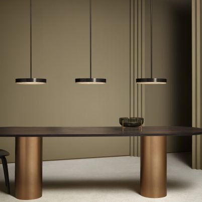 CTO Lighting Anvers Medium Pendant Light antique bronze with honed alabaster - Araco Interiors