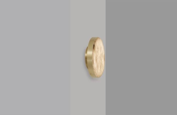 CTO Lighting Anvers Rose - Medium Wall Light satin brass with honed alabaster - Araco Interiors
