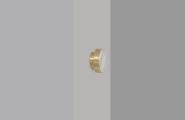 CTO Lighting Anvers Rose - Small Wall Light satin brass with honed alabaster - Araco Interiors