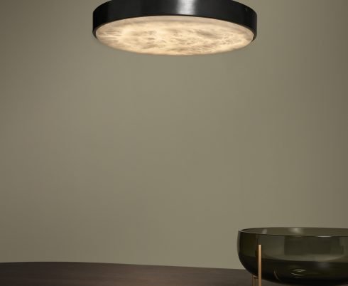CTO Lighting Anvers Small Pendant Light bronze with honed alabaster - Araco Interiors