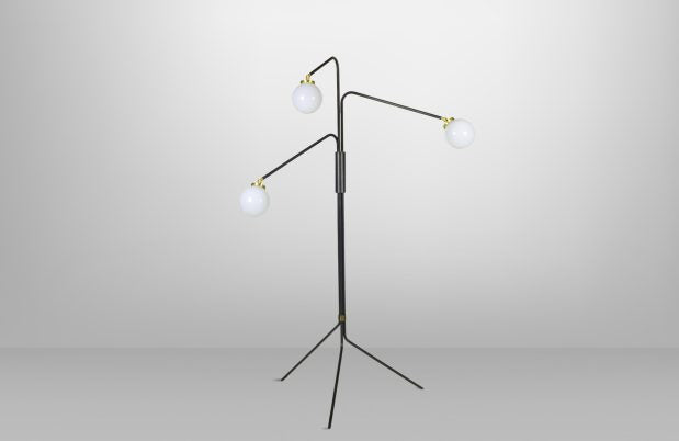 CTO Lighting Array Floor Lamp bronze with satin brass details and shiny opal glass - UK plug - Araco Interiors