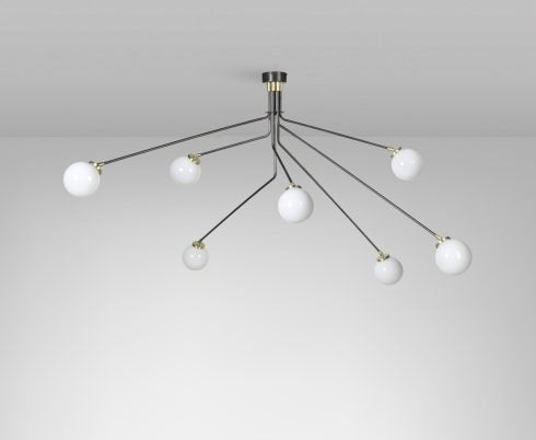 CTO Lighting Array Pendant - Large - DALI - A Ceiling Light bronze with satin brass details and shiny opal glass - Araco Interiors