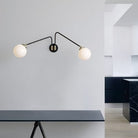 CTO Lighting Array Wall Twin Wall Light bronze with satin brass details and shiny opal glass - Araco Interiors
