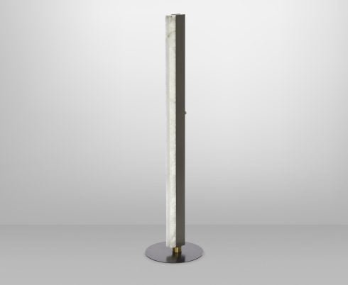CTO Lighting Artes 1200 Floor Lamp bronze with bronze details and honed alabaster - 5 amp plug - Araco Interiors