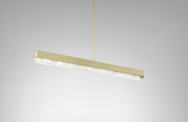 CTO Lighting Artes 1200 Pendant Light antique bronze with antique bronze details and honed alabaster - Araco Interiors