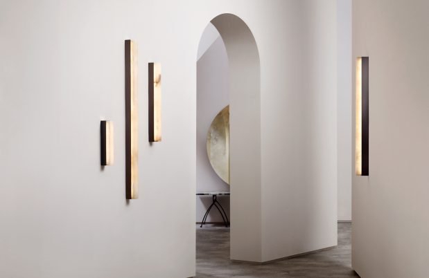 CTO Lighting Artes 900 - DALI - A Wall Light bronze with satin brass details and honed alabaster - Araco Interiors