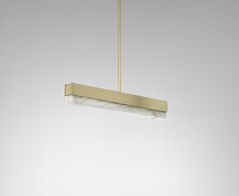 CTO Lighting Artes 900 Pendant Light satin brass with satin brass details and honed alabaster - Araco Interiors