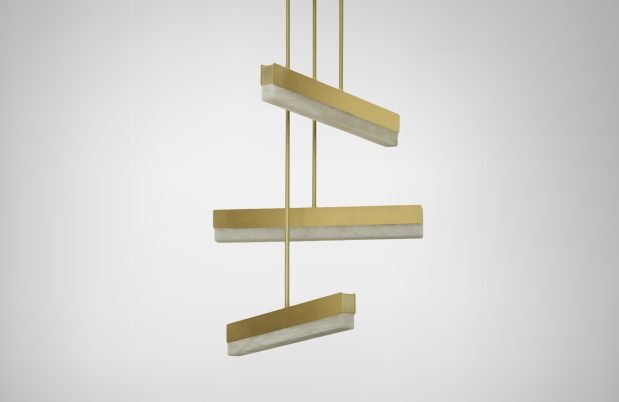 CTO Lighting Artes Collective 600 Pendant Light bronze with satin brass details and honed alabaster - Araco Interiors