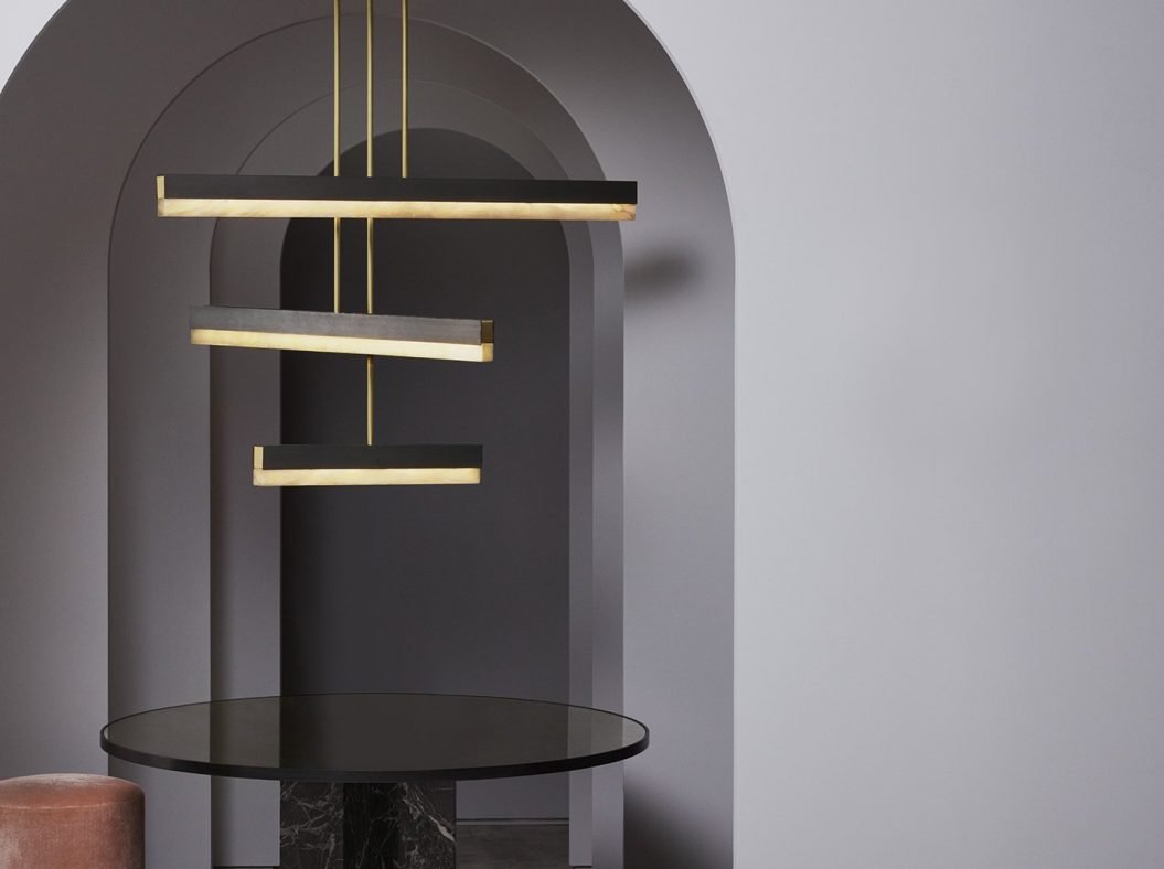 CTO Lighting Artes Collective 900 - DALI - A Pendant Light bronze with satin brass details and honed alabaster - Araco Interiors