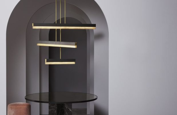 CTO Lighting Artes Collective 900 Pendant Light antique bronze with antique bronze details and honed alabaster - Araco Interiors